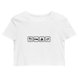 Essen, Schlafen, Poop-Emoji, Wiederholung - Bio-Crop-Top