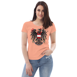 Österreichischer Adler in Ketten / Enganliegendes Öko-Shirt für Damen