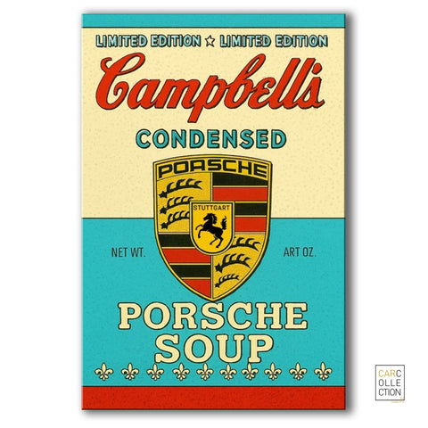 Canvas Kunstwerk auf Holzrahmen – Porsche Soup x Campbell's
