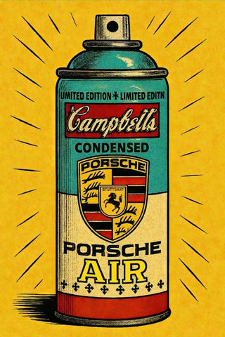 Canvas Kunstwerk auf Holzrahmen – Porsche Air Spray x Campbell's