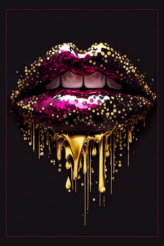 LIPS magenta / gold FRAME