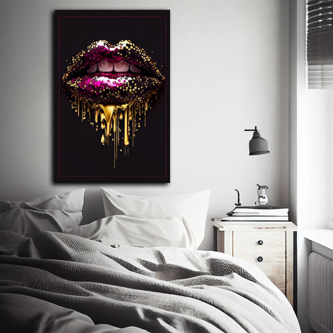 LIPS magenta / gold FRAME