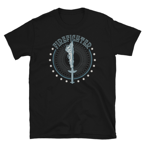 Firefighter Retro T-Shirt - Rund / Schwarz / S
