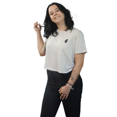 Schwarzes Herz / Stick / Crop-Top