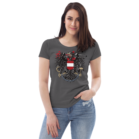 Österreichischer Adler in Ketten / Enganliegendes Öko-Shirt für Damen