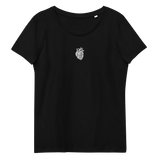 Schwarzes Herz - Enganliegendes Öko-T-Shirt für Damen
