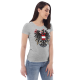 Österreichischer Adler in Ketten / Enganliegendes Öko-Shirt für Damen