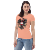 Österreichischer Adler in Ketten / Enganliegendes Öko-Shirt für Damen