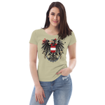 Österreichischer Adler in Ketten / Enganliegendes Öko-Shirt für Damen