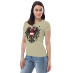 Österreichischer Adler in Ketten / Enganliegendes Öko-Shirt für Damen