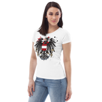 Österreichischer Adler in Ketten / Enganliegendes Öko-Shirt für Damen