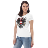 Österreichischer Adler in Ketten / Enganliegendes Öko-Shirt für Damen