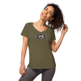 Lederhosn für Damen / Eng anliegendes T-Shirt mit V-Ausschnitt