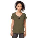 Verkehrtes Herz - Eng anliegendes Damen-T-Shirt mit V-Ausschnitt