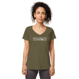 Essen, Schlafen, Reiten, Wiederholung / Eng anliegendes Shirt mit V-Ausschnitt