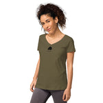Verkehrtes Herz - Eng anliegendes Damen-T-Shirt mit V-Ausschnitt