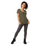 Verkehrtes Herz - Eng anliegendes Damen-T-Shirt mit V-Ausschnitt