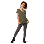 Lederhosn für Damen / Eng anliegendes T-Shirt mit V-Ausschnitt