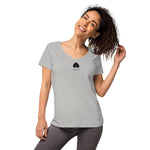 Verkehrtes Herz - Eng anliegendes Damen-T-Shirt mit V-Ausschnitt