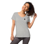 Blutiges Herz - Eng anliegendes Damen-T-Shirt mit V-Ausschnitt
