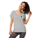 Blutiges Herz - Eng anliegendes Damen-T-Shirt mit V-Ausschnitt