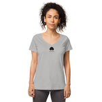 Verkehrtes Herz - Eng anliegendes Damen-T-Shirt mit V-Ausschnitt