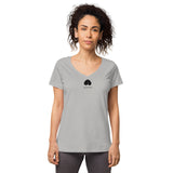 Verkehrtes Herz - Eng anliegendes Damen-T-Shirt mit V-Ausschnitt