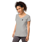 Blutiges Herz - Eng anliegendes Damen-T-Shirt mit V-Ausschnitt