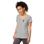 Blutiges Herz - Eng anliegendes Damen-T-Shirt mit V-Ausschnitt