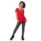 Lederhosn für Damen / Eng anliegendes T-Shirt mit V-Ausschnitt