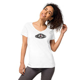 Lederhosn für Damen / Eng anliegendes T-Shirt mit V-Ausschnitt