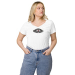 Lederhosn für Damen / Eng anliegendes T-Shirt mit V-Ausschnitt