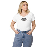 Lederhosn für Damen / Eng anliegendes T-Shirt mit V-Ausschnitt