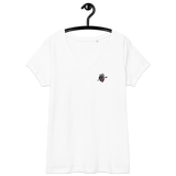 Blutiges Herz - Eng anliegendes Damen-T-Shirt mit V-Ausschnitt