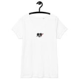 Blutiges Herz - Eng anliegendes Damen-T-Shirt mit V-Ausschnitt
