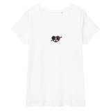Blutiges Herz - Eng anliegendes Damen-T-Shirt mit V-Ausschnitt