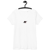 Blutiges Herz - Eng anliegendes Damen-T-Shirt mit V-Ausschnitt