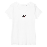 Blutiges Herz - Eng anliegendes Damen-T-Shirt mit V-Ausschnitt