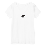 Blutiges Herz - Eng anliegendes Damen-T-Shirt mit V-Ausschnitt