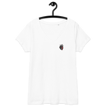 Blutiges Herz - Eng anliegendes Damen-T-Shirt mit V-Ausschnitt