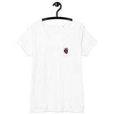 Blutiges Herz - Eng anliegendes Damen-T-Shirt mit V-Ausschnitt