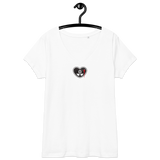Blutiges Herz - Eng anliegendes Damen-T-Shirt mit V-Ausschnitt