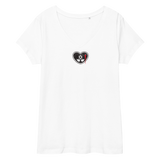 Blutiges Herz - Eng anliegendes Damen-T-Shirt mit V-Ausschnitt