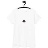 Blutiges Herz - Eng anliegendes Damen-T-Shirt mit V-Ausschnitt