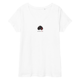 Blutiges Herz - Eng anliegendes Damen-T-Shirt mit V-Ausschnitt