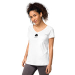 Verkehrtes Herz - Eng anliegendes Damen-T-Shirt mit V-Ausschnitt