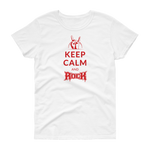 Keep calm and Rock / Kurzärmeliges T-Shirt für Damen